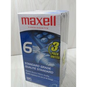 Maxell T-120 Standard Grade 6-Hour Blank VHS VCR Tapes 3 pack new sealed